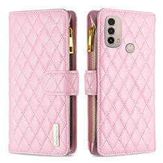 Coque Portefeuille Livre Cuir Etui Clapet B03F pour Motorola Moto E30 Rose