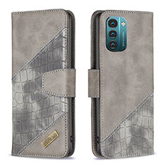 Coque Portefeuille Livre Cuir Etui Clapet B03F pour Nokia G21 Gris Fonce