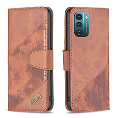 Coque Portefeuille Livre Cuir Etui Clapet B03F pour Nokia G21 Marron