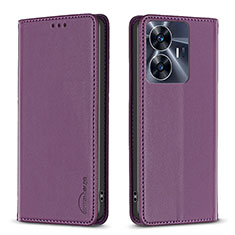 Coque Portefeuille Livre Cuir Etui Clapet B03F pour Realme C55 Violet