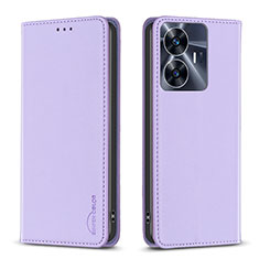 Coque Portefeuille Livre Cuir Etui Clapet B03F pour Realme C55 Violet Clair