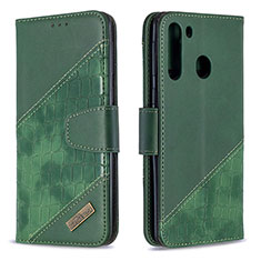 Coque Portefeuille Livre Cuir Etui Clapet B03F pour Samsung Galaxy A21 Vert