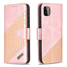 Coque Portefeuille Livre Cuir Etui Clapet B03F pour Samsung Galaxy A22 5G Or Rose