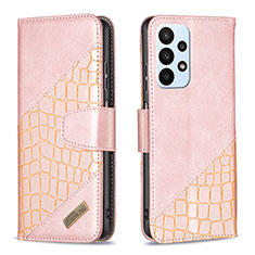 Coque Portefeuille Livre Cuir Etui Clapet B03F pour Samsung Galaxy A23 4G Or Rose