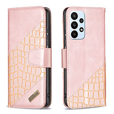 Coque Portefeuille Livre Cuir Etui Clapet B03F pour Samsung Galaxy A23 5G Or Rose