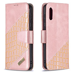 Coque Portefeuille Livre Cuir Etui Clapet B03F pour Samsung Galaxy M02 Or Rose