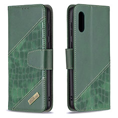 Coque Portefeuille Livre Cuir Etui Clapet B03F pour Samsung Galaxy M02 Vert