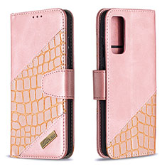 Coque Portefeuille Livre Cuir Etui Clapet B03F pour Samsung Galaxy S20 FE (2022) 5G Or Rose