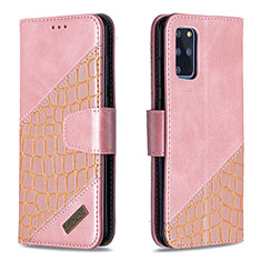 Coque Portefeuille Livre Cuir Etui Clapet B03F pour Samsung Galaxy S20 Plus 5G Or Rose