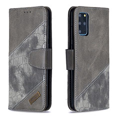 Coque Portefeuille Livre Cuir Etui Clapet B03F pour Samsung Galaxy S20 Plus Gris Fonce