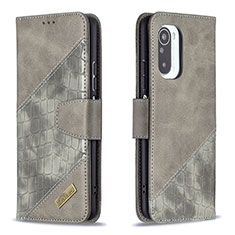 Coque Portefeuille Livre Cuir Etui Clapet B03F pour Xiaomi Mi 11i 5G Gris Fonce