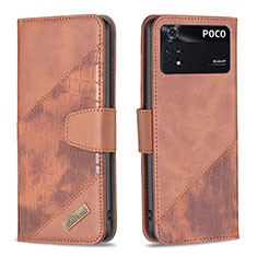 Coque Portefeuille Livre Cuir Etui Clapet B03F pour Xiaomi Poco M4 Pro 4G Marron