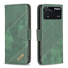 Coque Portefeuille Livre Cuir Etui Clapet B03F pour Xiaomi Poco M4 Pro 4G Vert