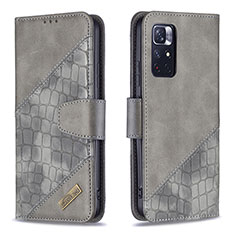 Coque Portefeuille Livre Cuir Etui Clapet B03F pour Xiaomi Poco M4 Pro 5G Gris Fonce