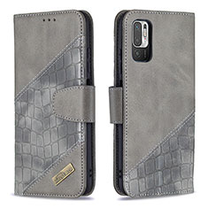 Coque Portefeuille Livre Cuir Etui Clapet B03F pour Xiaomi Redmi Note 10 5G Gris Fonce