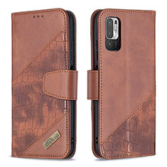 Coque Portefeuille Livre Cuir Etui Clapet B03F pour Xiaomi Redmi Note 10T 5G Marron