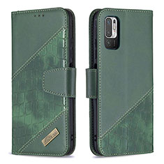 Coque Portefeuille Livre Cuir Etui Clapet B03F pour Xiaomi Redmi Note 10T 5G Vert