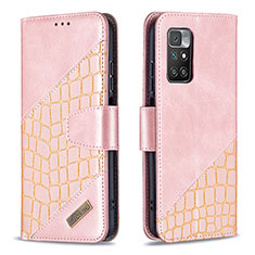 Coque Portefeuille Livre Cuir Etui Clapet B03F pour Xiaomi Redmi Note 11 4G (2021) Or Rose