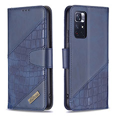 Coque Portefeuille Livre Cuir Etui Clapet B03F pour Xiaomi Redmi Note 11 5G Bleu