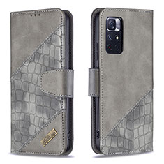 Coque Portefeuille Livre Cuir Etui Clapet B03F pour Xiaomi Redmi Note 11 5G Gris Fonce