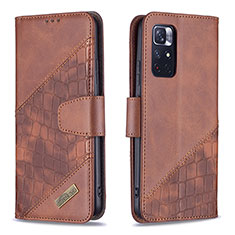 Coque Portefeuille Livre Cuir Etui Clapet B03F pour Xiaomi Redmi Note 11 5G Marron