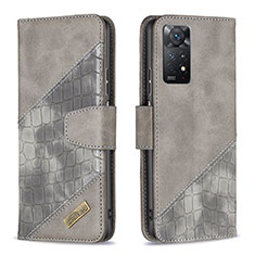 Coque Portefeuille Livre Cuir Etui Clapet B03F pour Xiaomi Redmi Note 11 Pro 4G Gris Fonce