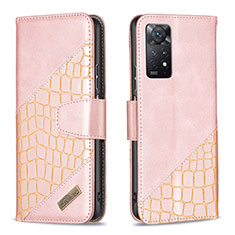 Coque Portefeuille Livre Cuir Etui Clapet B03F pour Xiaomi Redmi Note 11 Pro 4G Or Rose