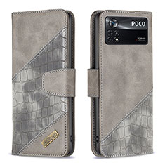 Coque Portefeuille Livre Cuir Etui Clapet B03F pour Xiaomi Redmi Note 11E Pro 5G Gris Fonce