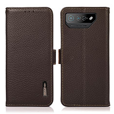 Coque Portefeuille Livre Cuir Etui Clapet B03H pour Asus ROG Phone 7 Pro Marron