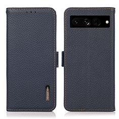 Coque Portefeuille Livre Cuir Etui Clapet B03H pour Google Pixel 7 Pro 5G Bleu