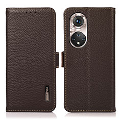 Coque Portefeuille Livre Cuir Etui Clapet B03H pour Huawei Honor 50 Pro 5G Marron