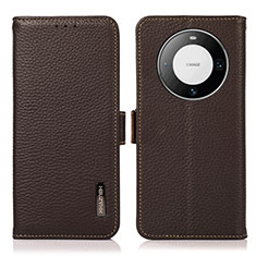 Coque Portefeuille Livre Cuir Etui Clapet B03H pour Huawei Mate 60 Pro Marron