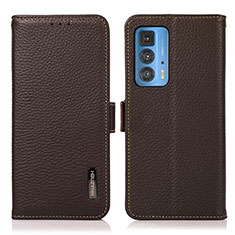 Coque Portefeuille Livre Cuir Etui Clapet B03H pour Motorola Moto Edge 20 Pro 5G Marron