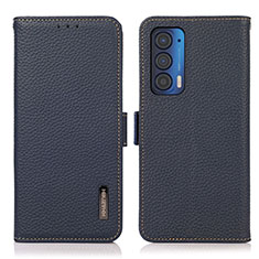 Coque Portefeuille Livre Cuir Etui Clapet B03H pour Motorola Moto Edge (2021) 5G Bleu