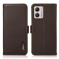 Coque Portefeuille Livre Cuir Etui Clapet B03H pour Motorola Moto G53j 5G Marron