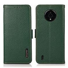 Coque Portefeuille Livre Cuir Etui Clapet B03H pour Nokia C200 Vert