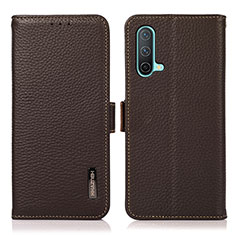 Coque Portefeuille Livre Cuir Etui Clapet B03H pour OnePlus Nord CE 5G Marron