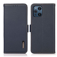 Coque Portefeuille Livre Cuir Etui Clapet B03H pour Oppo Find X3 Pro 5G Bleu