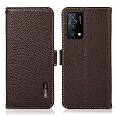 Coque Portefeuille Livre Cuir Etui Clapet B03H pour Oppo K9 5G Marron