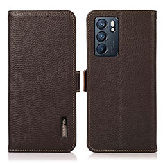 Coque Portefeuille Livre Cuir Etui Clapet B03H pour Oppo Reno6 5G Marron