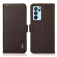 Coque Portefeuille Livre Cuir Etui Clapet B03H pour Oppo Reno6 Pro 5G India Marron