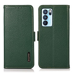 Coque Portefeuille Livre Cuir Etui Clapet B03H pour Oppo Reno6 Pro 5G India Vert