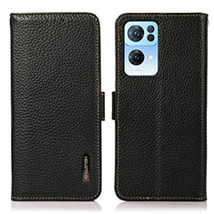 Coque Portefeuille Livre Cuir Etui Clapet B03H pour Oppo Reno7 Pro 5G Noir