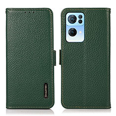 Coque Portefeuille Livre Cuir Etui Clapet B03H pour Oppo Reno7 Pro 5G Vert