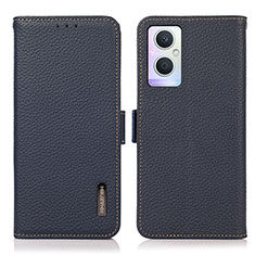 Coque Portefeuille Livre Cuir Etui Clapet B03H pour Oppo Reno8 Lite 5G Bleu