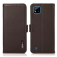 Coque Portefeuille Livre Cuir Etui Clapet B03H pour Realme C20 Marron