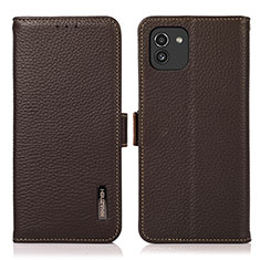 Coque Portefeuille Livre Cuir Etui Clapet B03H pour Samsung Galaxy A03 Marron