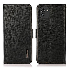 Coque Portefeuille Livre Cuir Etui Clapet B03H pour Samsung Galaxy A03 Noir