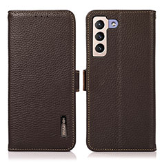 Coque Portefeuille Livre Cuir Etui Clapet B03H pour Samsung Galaxy S21 Plus 5G Marron