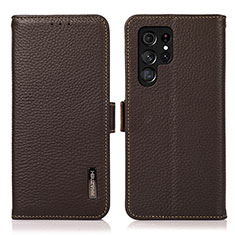 Coque Portefeuille Livre Cuir Etui Clapet B03H pour Samsung Galaxy S21 Ultra 5G Marron